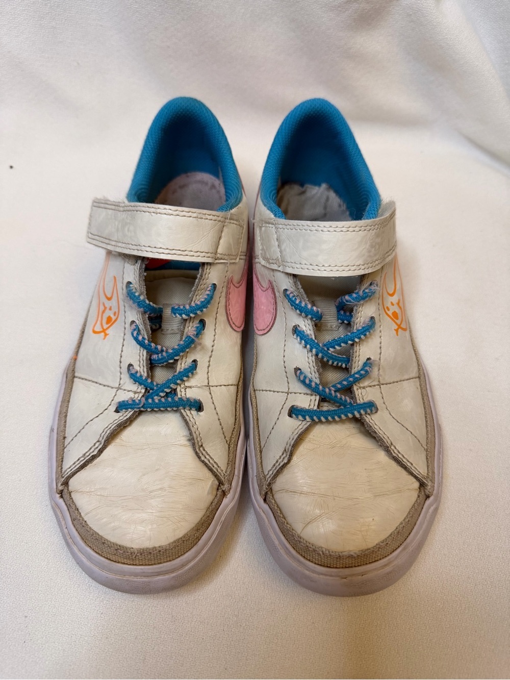 Nike Court Legacy Wild and Free Size 2.5Y Kids Shoes White Pink Blue Strap Rare